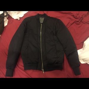 Zara Puffer Bomber Jacket Navy Medium